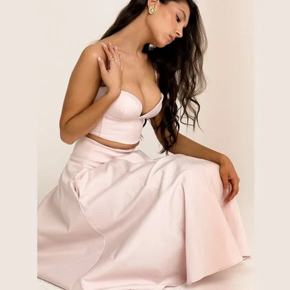 House of CB Pabla Bralette Top & Rita Midi Skirt Set Pink Small New With Tags - Picture 16 of 16